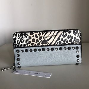 New Marc Jacobs Animal Print/Stud Wallet